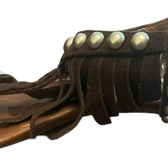 Jeffrey Campbell Ibiza Brown Suede Fringe Tassel Sz 6 - Picture 4 of 10